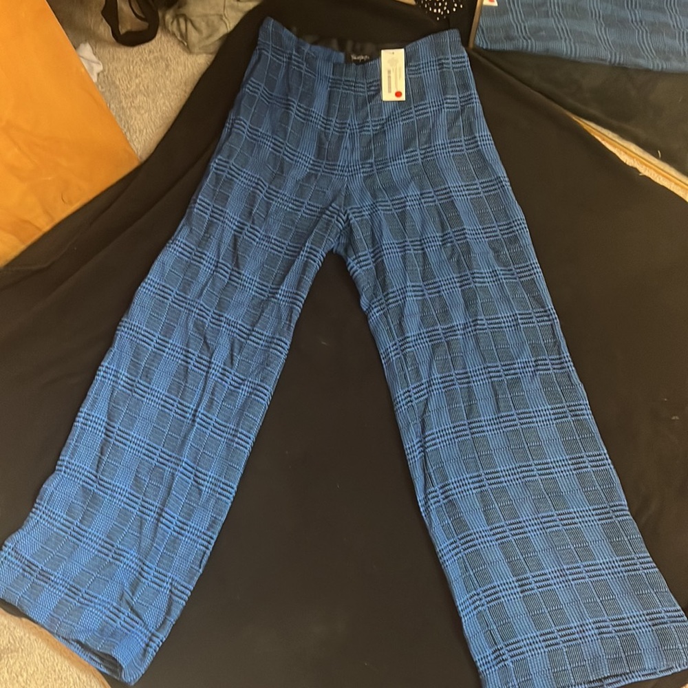 NWT - Paris Georgia Royal Blue Houndstooth print wide leg pants